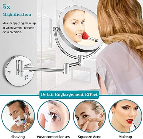 Miroir de maquillage mural pivotant à 360 degrés extensible pour salle de bain - 5