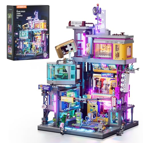 Lumibricks Cyberpunk Spielhalle Licht Bausteine Set – 2580 Klemmbausteine, Modulares Gebäude mit abnehmbaren Mechanismen, Geschenkidee für Erwachsene & Sci-Fi Fans