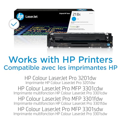 Image of HP 218X Cyan High-Yield Toner Cartridge | Works with Color LaserJet Pro 3201,MFP 3301 Series | W2181X,(Pack of 2)
