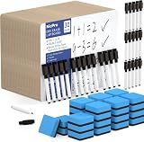Nicpro 30 Stück trocken abwischbares Mini-Whiteboard, A4, 22 x 30 cm, doppelseitige Lapboard bulk mit 30 Stiften, 30 Radiergummis, kleines Whiteboard, tragbares Zeichnen, Schreiben Board