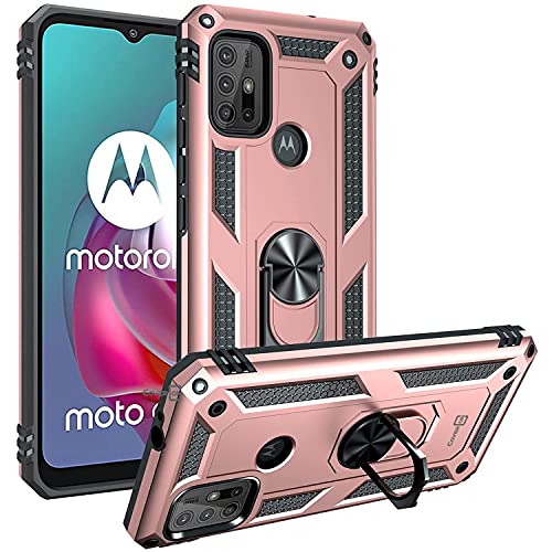 CoverON Ring Designed for Motorola Moto G30 Case/Moto G10 Phone Case, Rugged Cover Magnetic Mount Compatible - Rose Gold