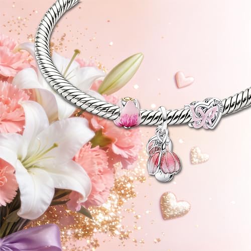 Image of Mom Family Charms Bead for Bracelets and Necklaces Jewelry Charm for Women Valentine Mother's Day