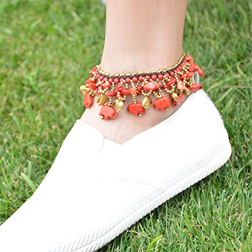 Image of kelistom Bohemian Ankle Bracelets for Women Handmade Natural Stone Beaded Chain Anklet