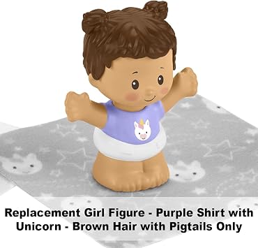 Replacement Part for Fisher-Price Little People Snuggle Twins - GKY44 ~ Twin Girl Figure ~ Purple Shirt with Unicorn and Pigtails