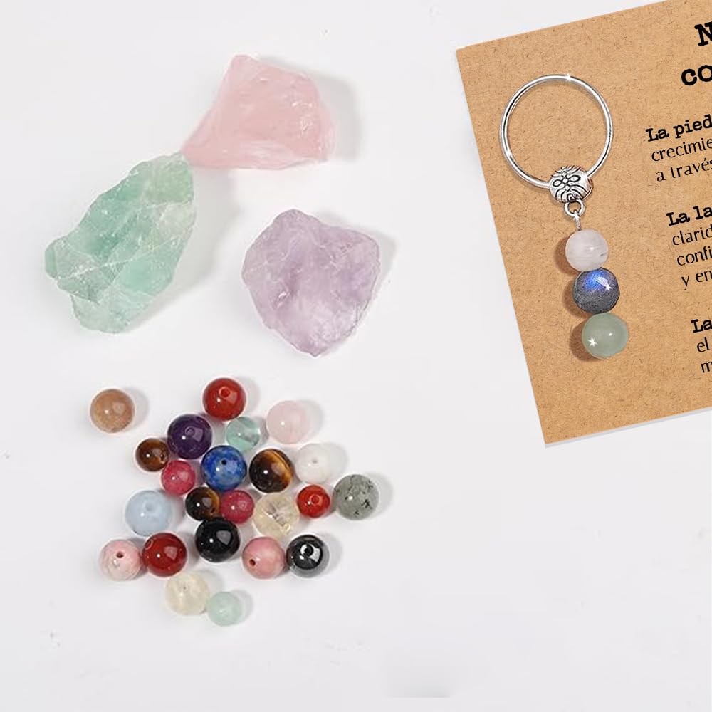 Bramart Llavero Personalizado con Cristales Naturales, Idea de Regalo Nuevos Comienzos Piedras Curativas Regalos para él Hombre para ella Mujer Cristal Sanador Dedicación Especial