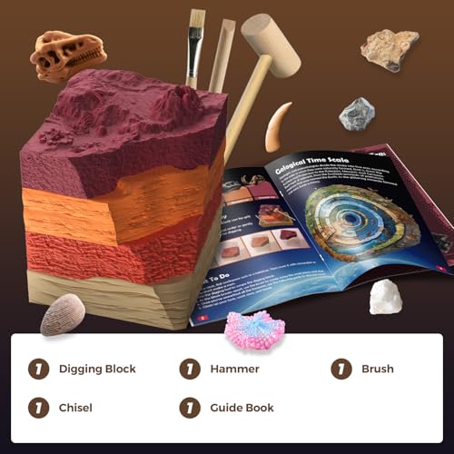 Paleontological Site Fossil Dig Kit for Kids, Dig Up 4 ERAS Ancient Creatures Kit, Archaeology Kits with Rocks and Minerals, Educational Stem Toy for Kids Age 6+, Birthday Gift for Boys Girls - Image 3