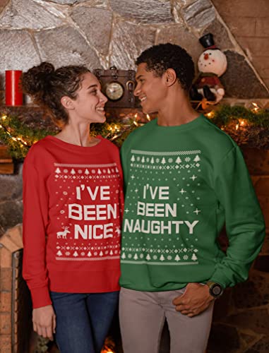 Tstars Naughty & Nice Couples Ugly Christmas Sweatshirts Funny His and Hers Xmas Matching Holiday Sweatshirt for Men Women2
