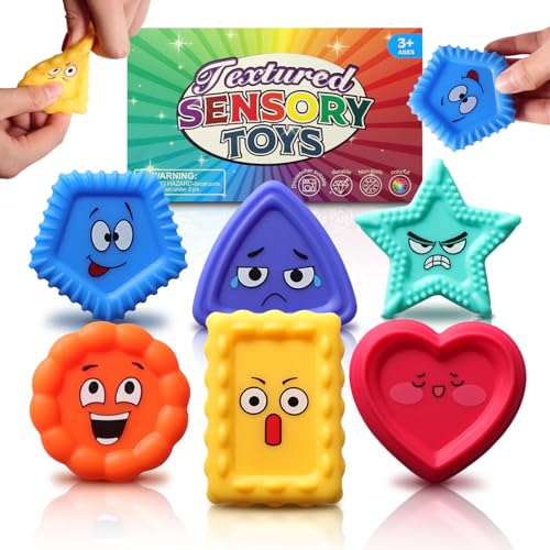 ANSUG 6 piedras sensoriales de silicona con textura silenciosa, juguetes sensoriales coloridos para niños, necesidades especiales, calma el estrés