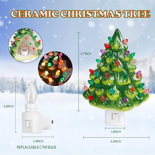 Dazzle Bright CERAMIC TREE 2 Pack Ceramic Christmas Tree Night Light thumb #1