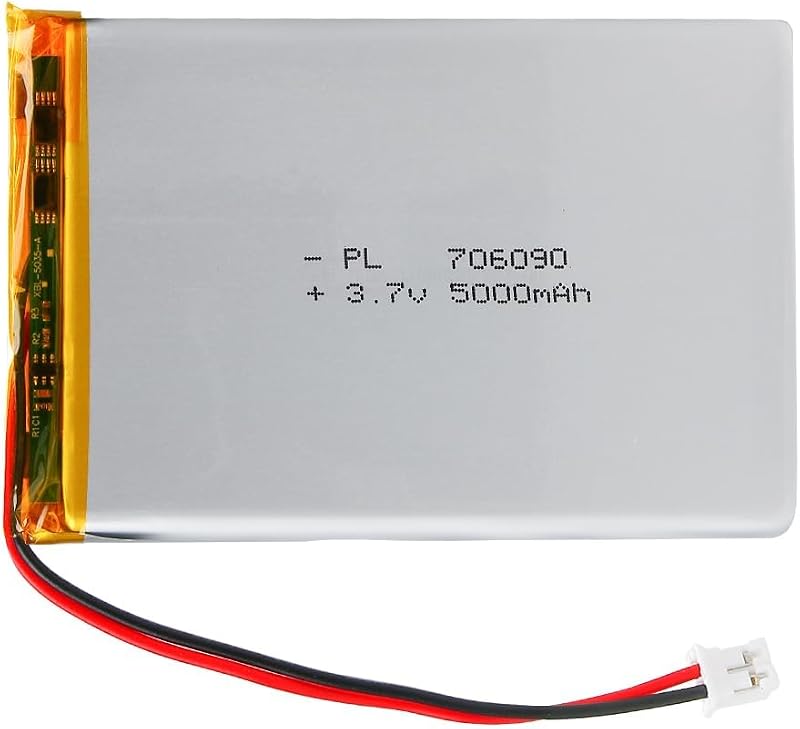 Batterie Lipo 3,7 V, 5000 mAh 706090 Lithium-polymère avec Connexion 2P-PH avec Pas de 2,0 mm