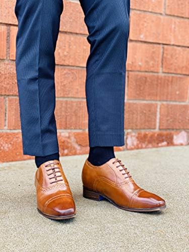 TOTO Men's Invisible Height Increasing Elevator Shoes - Brown Leather Lace-up Formal Oxfords with Premium Faux Leather Bottom Sole - 3 Inches Taller - F6506B - Size 8 D(M) US | Image 7