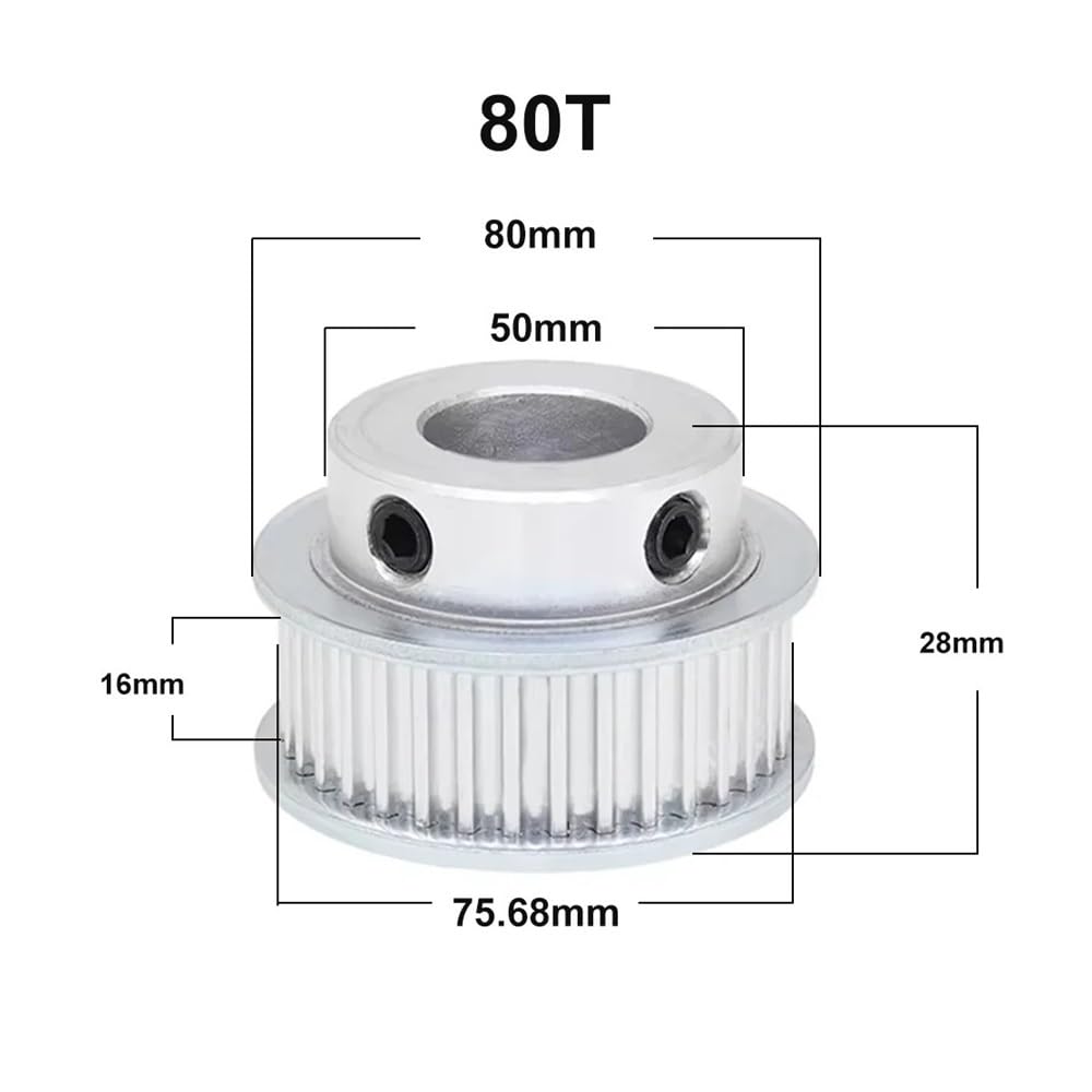 Polea de distribución 80-150T, rueda síncrona de aleación de aluminio, diámetro interior de 8-30mm | 12mm-keyway 4x1.8mm,120 Teeth,16mm (for belt 15mm)