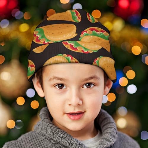 Taco Kids Beanie Hat for for Girls Boys Children Cap Winter Knitted Chemo Cancer Headwear Accessories Gifts Decoration Black 6