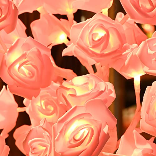 Snokip Rose Flower Tree Lamp, 32 Led Rose Table Lamp Gift For Girls Woman Teens Home Decor Battery Powered For Bedroom Living Room Party Wedding Christmas Valentine's Day Decor #TOP3