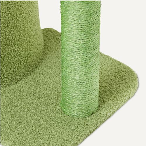Image of Amazon Basics Cactus Cat Tree for Indoor Cats & Kittens, Scratching Post with Curved Perch, Cozy Cat Condo, Natural Sisal, Interactive Dangling Ball, 30.7 inch (77.9cm) H, Green