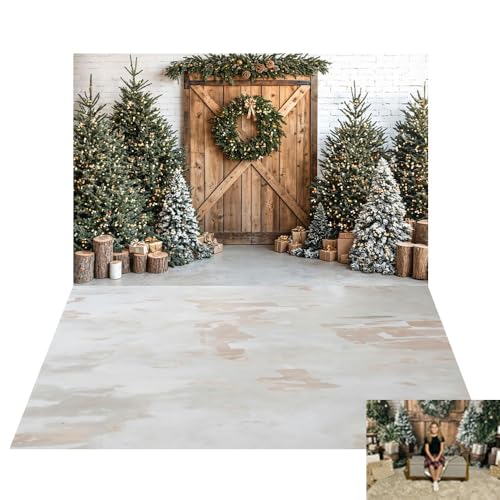 Toile de fond de photographie Noël Kate porte grange décor studio hiver