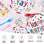 Happy Birthday Decorations - 156pc Rainbow Party Set with Plates, Napkins, Banner, Cups, Balloons (Serves 24) - Image 4