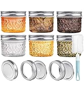 120ml Glass Jam Jars with Lids and Bands, 6 Pack Small Mason Jars for Spices Homemade Food Jelly ...