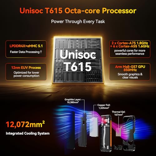 Blackview Fort 1 Rugged Phone Android 15, 18GB+256GB 2TB Expand 10000mAh Battery Rugged Smartphone Unlocked, Gemini AI 6.56 Inch 90Hz, 4G T-Mobile Dual SIM IP69K Waterproof, Fingerprint/NFC/OTG/GPS