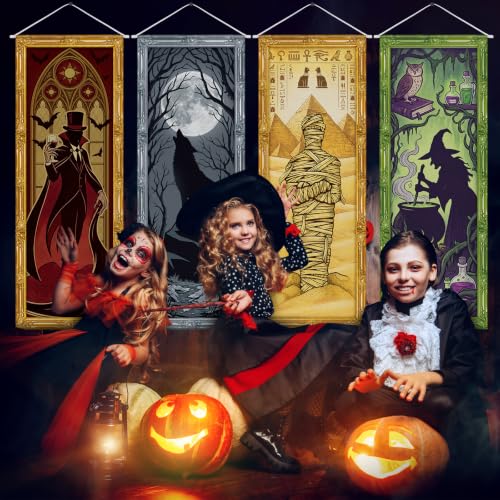 Image of Panelee 4 Pcs Halloween Gothic Banner Mythical Creature Banner Decorations
