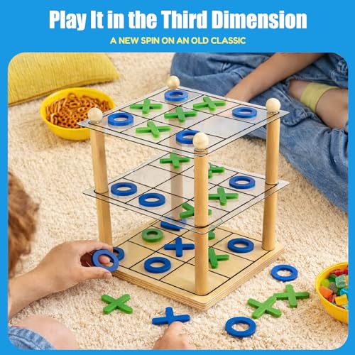 Juego de Mesa 3D Tic Tac Toe de Madera Clásico miniatura 4