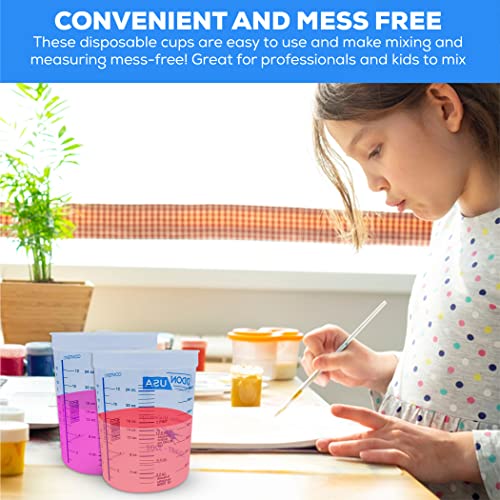 32 Oz Paint Mixing Cups - Pack Of 10 Graduated Mix Cups - Use For Painting, Resin, Epoxy, Art, Kitchen, Cooking, Baking - Liquid Measuring Mixing Ratios Ratios On Side #TOP5