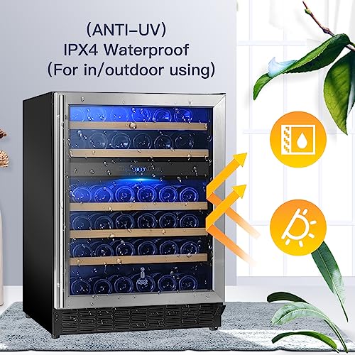 Icejungle 46 Bottle Wine Cellar, Stainless Steel Wine Cooler, Wine Refrigerator With Removable Shelf, Built-In Wine Fridge & Low-Energy/Low-Noise Compressor, Wine Cellar & Dual Temp Control, Led Light #TOP1