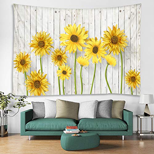 Wodejia Room Decor Aesthetic Tapestry For Bedroom And Laundry,Sunflower Flower Tapestries For Teen Girl Baby Shower Decorations Bathroom, 3D Print White Outdoor Garden Soft Fabric Art Wall Covering #TOP4