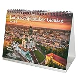 Landschaftszauber Ukraine DIN A5 Tischkalender für 2023 Ukraine Stadt und Land - Geschenkset Inhalt: 1x Kalender, 1x Weihnachtskarte (insgesamt 2 Teile)