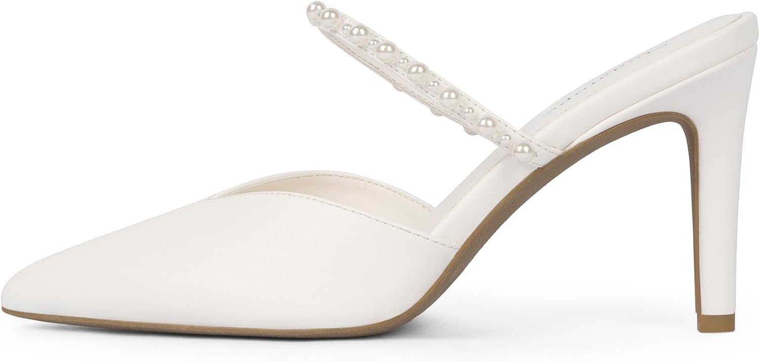 Modatope Pointed Toe Ankle Strap Heels for Women Stiletto Closed Toe Pumps Women Dress Party Mules Sandals - Image 4