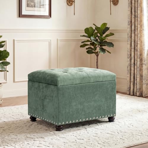 Image of Joveco 24 inch Storage Ottoman,Tufted Upholstered Fabric Ottoman Bench