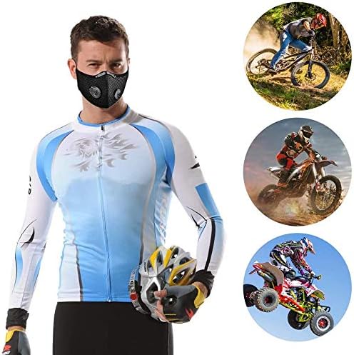 Face Protection, 2 Pack Reusable Washable Breathable Face Covering with Extra 8 Activated Carbon Filters and 4 Breathing Valves, Suitable for Woodworking and Outdoor Activities