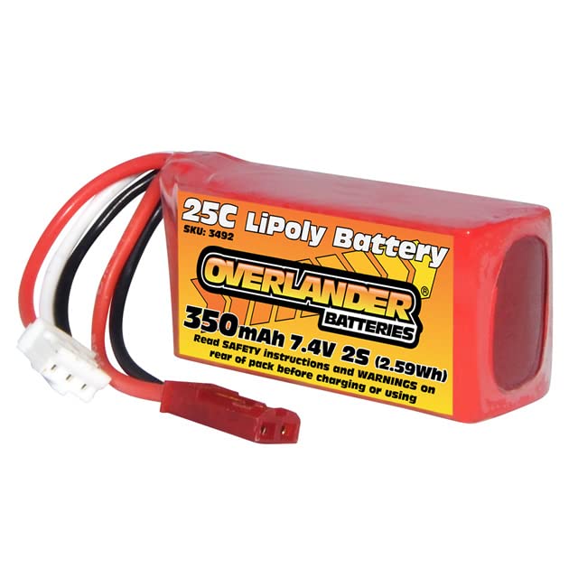 Overlander 350mAh 7.4v 2S 25C LiPo Battery for Many E-flite UMX Models - OL-3492