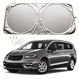 XHRING Car Windshield Sun Shade Sunshade for Chrysler Pacifica Minivan 2017-2024 2025 Dodge Grand Caravan 2011-2020 Accessories, Foldable Sun Visor Shield Sun Protection