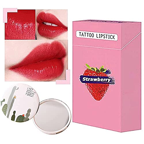20 Pcs/Box Tattoo Lipstick Swab, Women Long Lasting Lip Gloss Swab Matte, Durable Waterproof Liquid Non-Stick Lipstick (Strawberry red)