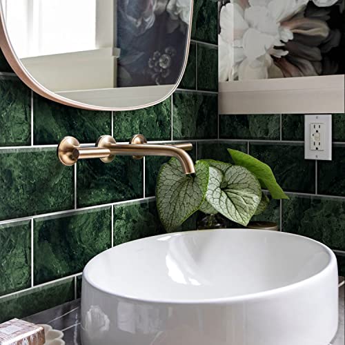 Neukids 27pcs Green Emerald Marble Tile Stickers, Peel and Stick Kitchen Splashback - Image 2