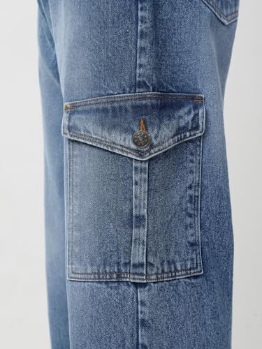 Image of Neostreak Men's Loose Baggy Fit Washed Cargo Jeans with 6 Pockets Non-Stretchable