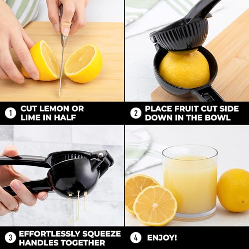 Image of Zulay Premium Quality Metal Lemon Squeezer, Citrus Juicer, Manual Press for Extracting the Most Juice Possible - Black