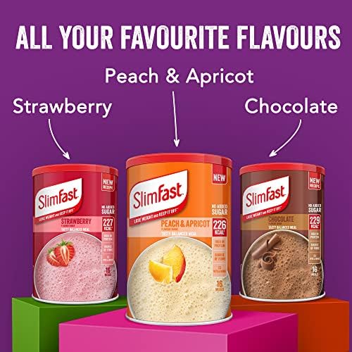 SlimFast Balanced Meal Shake, Healthy Shake for Balanced Diet Plan with Vitamins and Minerals, High in Fibre, Meal Replacement, Peach & Apricot Flavour, 16 Servings, 584 g