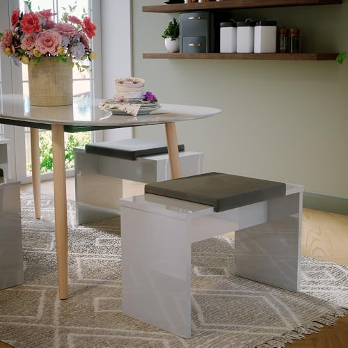 Vicco Banqueta Viola, Blanco Alto Brillo, 90 cm para tocador