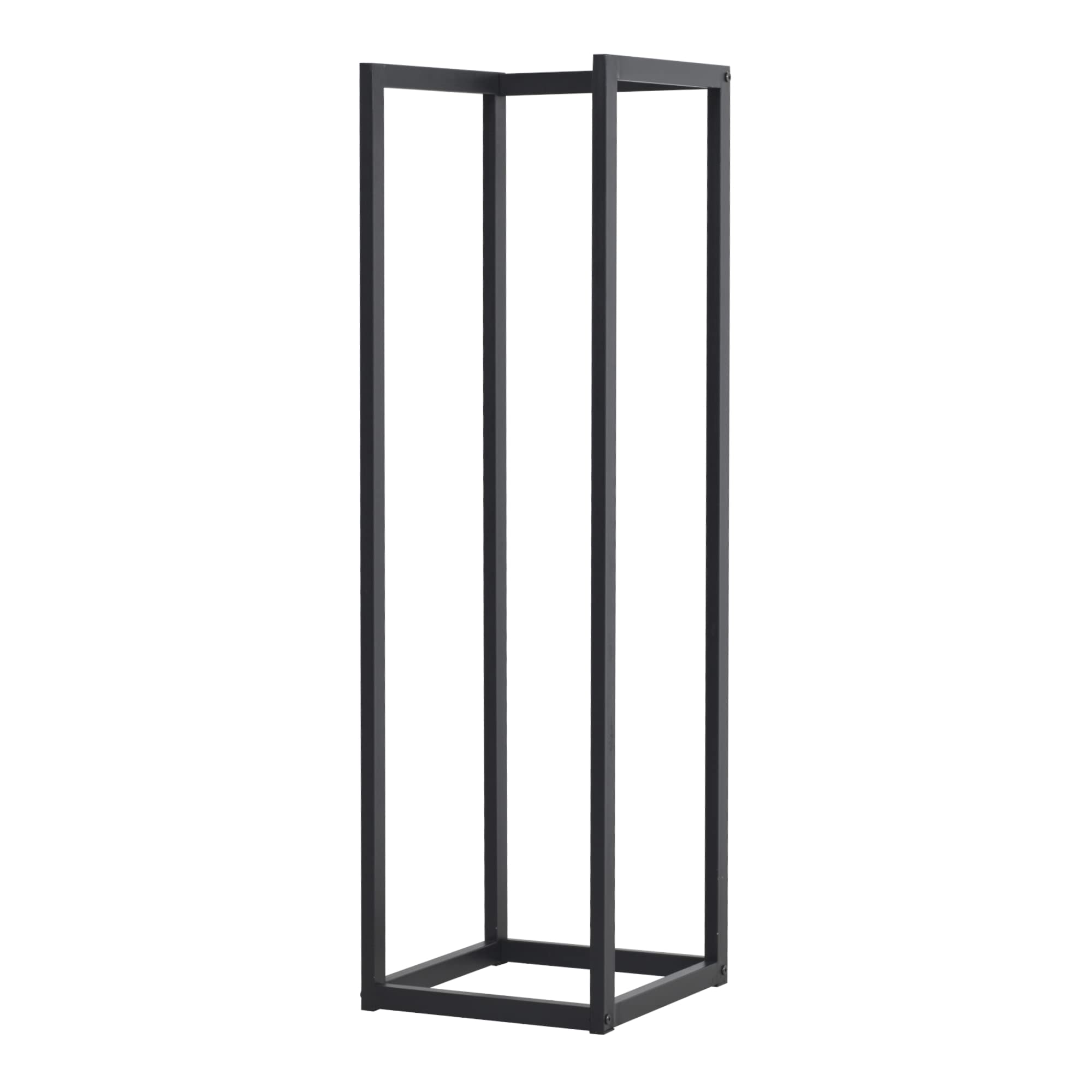 [en.casa] Soporte para Leña Estantería para Madera Leñero para Barbacoa Fogata Chimenea Exterior/Interior Organizador Acero 35 x 35 x 120 cm Negro