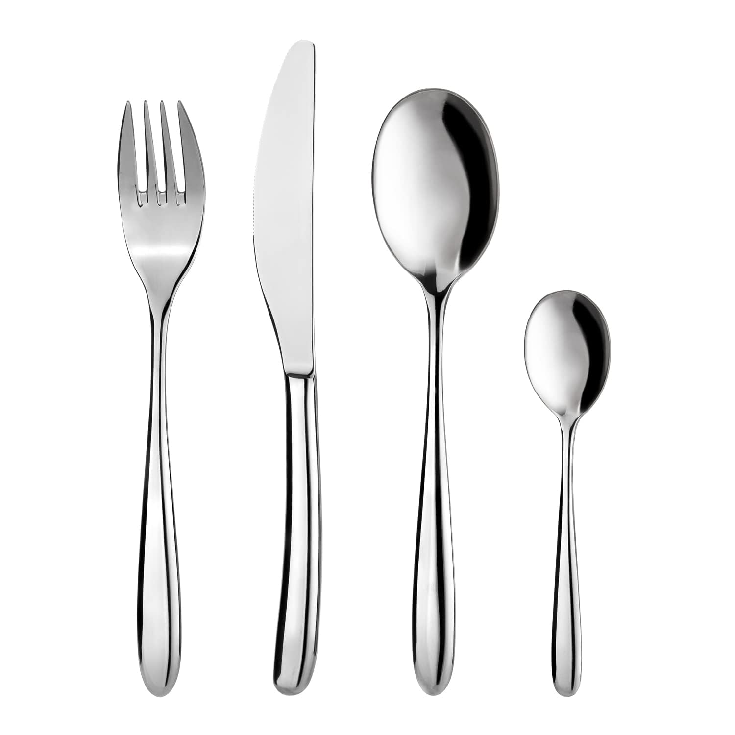 Set Posate KASANOVA 24 Pezzi Acciaio Inox - 6 Forchette, 6 Coltelli, 6 Cucchiai Dessert, 6 Cucchiaini
