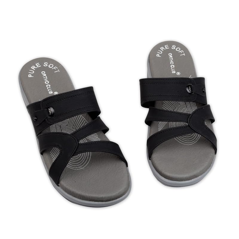 Image of ORTHO CLUB Women Orthopedic Comfort Slippers | Soft Cushioned Footbed | Anti-Slip Sole | Lightweight Daily Wear Sandals for Home & Outdoor Use