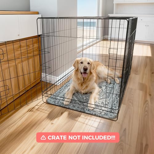 Image of FXW Washable Pee Pads for Dogs, Puppy Pads with Super Absorbent, Specifically Designed for 48inch Cages, 29 inch x 47 inch Rectangle, Boho Grey, 2 Packs