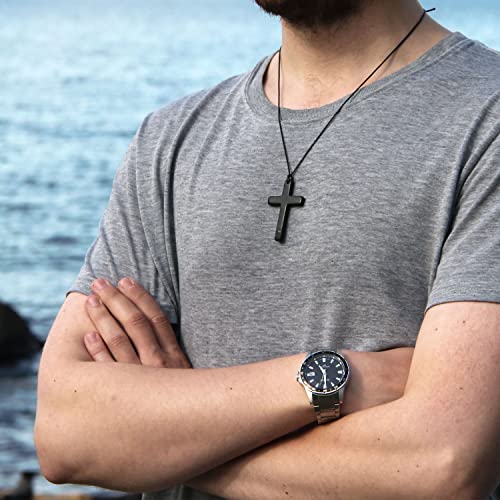 Karelian Heritage Shungite Cross Pendant - Black Jewelry for Men and Women3