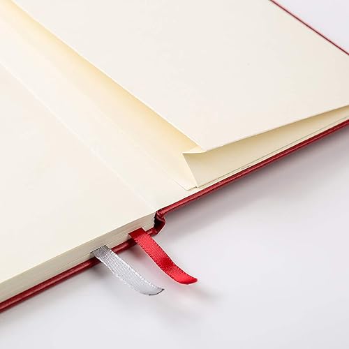 Miniatura 5 de Guissi Cuaderno clásico de cuadrícula de puntos, tapa dura A5, papel grueso sin ácidos de 2.82 ozm, con bolsillo interior fino, piel sintética,