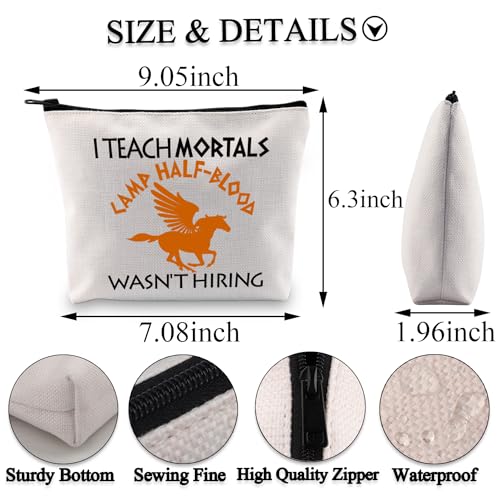 PLITI Camp Half-Blood Gifts Teacher Appreciation Makeup Bag I Teach Mortals Camp Half-Blood WASN’t Hiring Percy Fan Gift (I Teach mortals bagU) - Image 2