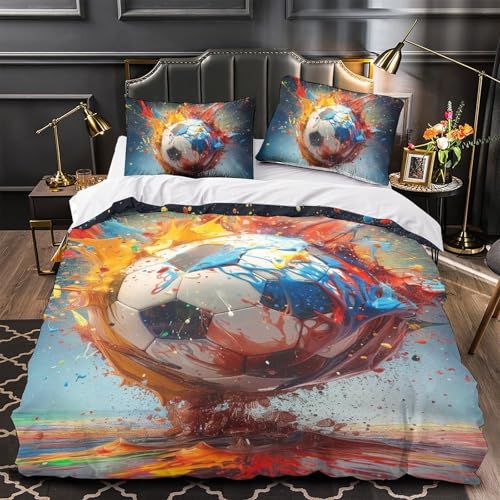 Parure de lit football en microfibre douce avec housse de couette zippée