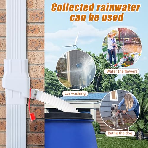 Rainwater Collection System Downspout Diverter for Collecting Rainwater Rain Barrel Diverter Kit Transfer Gutter Downspout(White) - Thumbnail 5