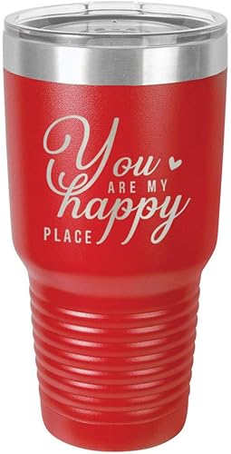 Miniatura 15 de You are my happy place Vaso negro de 30 onzas con popote y tapa superior deslizante Taza de viaje de acero inoxidable Comparar con Yeti Rambler